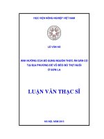 Ảnh hưởng của bổ sung nguồn thức ăn sãn có tại địa phương để vỗ béo bò thịt nuôi ở sơn la