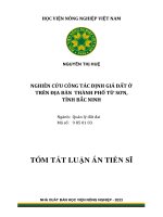 Tóm tắt: Nghiên cứu công tác định giá đất ở trên địa bàn thành phố Từ Sơn, tỉnh Bắc Ninh