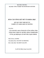 cải tạo đất chua ở huyện vũng liêm, tỉnh vĩnh long theo xu hướng nông nghiệp bền vững ph, đệm ph, lân dễ tiêu, đạm amoni báo cáo tổng kết đề tài nghiên cứu khoa học cấp trường