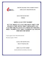 sự tác động của giá trị nhận thức tới hành vi tiêu dùng thực phẩm hữu cơ   vai trò trung gian của niềm tin thương hiệu nghiên cứu thực nghiệm tại thành phố hồ chí minh