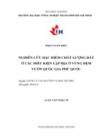 nghiên cứu đặc điểm chất lượng đất ở các điều kiện lập địa ở vùng đệm vườn quốc gia phú quốc