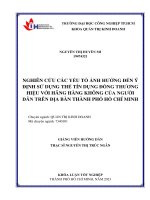 nghiên cứu các yếu tố ảnh hưởng đến ý định sử dụng thẻ tín dụng đồng thương hiệu với hãng hàng không của người dân trên địa bàn thành phố hồ chí minh