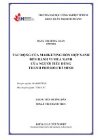 tác động của marketing hỗn hợp xanh đến hành vi mua xanh của người tiêu dùng thành phố hồ chí minh