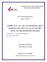 nghiên cứu các yếu tố ảnh hưởng đến ý định mua rau hữu cơ của người tiêu dùng tại thành phố hồ chí minh