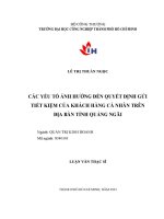 các yếu tố ảnh hưởng đến quyết định gửi tiết kiệm của khách hàng cá nhân trên địa bàn tỉnh quảng ngãi