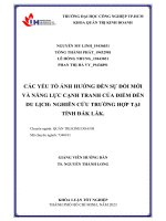 các yếu tố ảnh hưởng đến sự đổi mới và năng lực cạnh tranh của điểm đến du lịch nghiên cứu trường hợp tại tỉnh đắk lắk