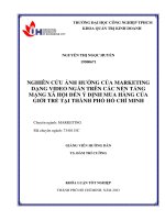nghiên cứu ảnh hưởng của marketing dạng video ngắn trên các nền tảng mạng xã hội đến ý định mua hàng của giới trẻ tại thành phố hồ chí minh