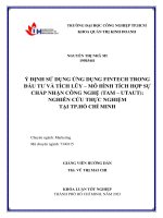 ý định sử dụng ứng dụng fintech trong đầu tư và tích lũy  mô hình tích hợp sự chấp nhận công nghệ tam – utaut trong nghiên cứu thực nghiệm tại thành phố hồ chí minh