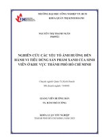 nghiên cứu các yếu tố ảnh hưởng đến hành vi tiêu dùng sản phẩm xanh của sinh viên ở khu vực thành phố hồ chí minh
