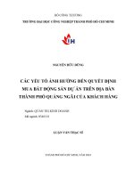 các yếu tố ảnh hưởng đến quyết định mua bất động sản dự án trên địa bàn thành phố quảng ngãi của khách hàng