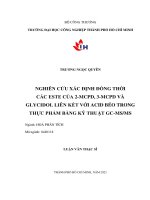 nghiên cứu xác định đồng thời các este của 2 mcpd, 3 mcpd và glycidol liên kết với các acid béo trong thực phẩm bằng kỹ thuật gc msms