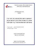 các yếu tố ảnh hưởng đến ý định sử dụng dịch vụ xe công nghệ của sinh viên khu vực thành phố hồ chí minh