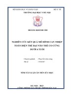 tóm tắt: Nghiên cứu kết quả mô hình can thiệp toàn diện trẻ bại não thể co cứng dưới 6 tuổi