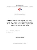 những yếu tố ảnh hưởng đến hoạt động huy động vốn tiền gửi tại ngân hàng thương mại cổ phần đầu tư và phát triển việt nam   chi nhánh hóc môn