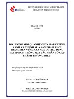 đo lường mối quan hệ giữa marketing xanh và ý định mua sản phẩm thời trang bền vững của người tiêu dùng tại thành phố hồ chí minh thông qua các nhân tố cấu thành thương hiệu