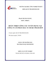 hoàn thiện công tác tuyển dụng tại công ty cổ phần đầu tư dược phẩm htp
