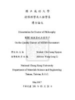 on the quality factors of mems resonators doctor of philosophy   major electronics engineering