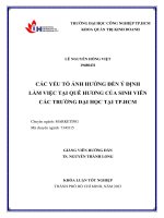 các yếu tố ảnh hưởng đến ý định làm việc tại quê hương của sinh viên các trường đại học tại tp hcm