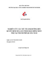 các yếu tố ảnh hưởng đến quyết định mua sản phẩm bảo hiểm nhân thọ tại thành phố quảng ngãi