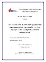 các yếu tố ảnh hưởng đến quyết định chọn trường của sinh viên trường đại học công nghiệp thành phố hồ chí minh