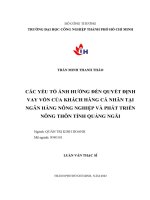 các yếu tố ảnh hưởng đến quyết định vay vốn của khách hàng cá nhân tại ngân hàng nông nghiệp và phát triển nông thôn tỉnh quảng ngãi