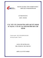 các yếu tố ảnh hưởng đến quyết định sử dụng y tế số tại thành phố hồ chí minh