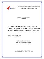 các yếu tố ảnh hưởng đến ý định mua của gen z tại thành phố hồ chí minh đối với thời trang unisex thương hiệu nội địa việt nam