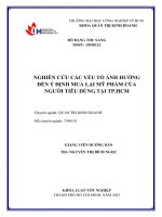nghiên cứu các yếu tố ảnh hưởng đến ý định mua lại mỹ phẩm của người tiêu dùng tại tp  hcm
