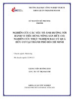 nghiên cứu các yếu tố ảnh hưởng đến hành vi tiêu dùng nông sản hữu cơ nghiên cứu thực nghiệm rau củ quả hữu cơ tại thành phố hồ chí minh