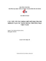 các yếu tố tác động đến rủi ro thanh khoản tại các ngân hàng thương mại việt nam