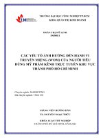 các yếu tố ảnh hưởng đến hành vi truyền miệng (wom) của người tiêu dùng mỹ phẩm kênh trực tuyến khu vực thành phố hồ chí minh