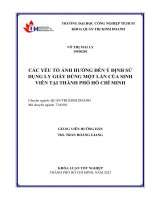 các yếu tố ảnh hưởng đến ý định sử dụng ly giấy dùng một lần của sinh viên tại thành phố hồ chí minh