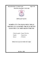 Tóm tắt: Nghiên cứu ứng dụng phẫu thuật nội soi cắt lách điều trị xuất huyết giảm tiểu cầu miễn dịch ở trẻ em