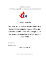 phân tích các nhân tố tác động đến khả năng sinh lợi của các công ty kinh doanh du lịch   khách sạn giao dịch trên thị trường chứng khoán việt nam