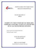 nghiên cứu nhân tố rủi ro tác động đến ý định mua sắm trực tuyến của người tiêu dùng tại thành phố hồ chí minh