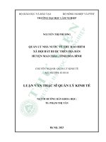 Quản lý nhà nước về thu bảo hiểm xã hội bắt buộc trên địa bàn huyện mai châu, tỉnh hòa bình