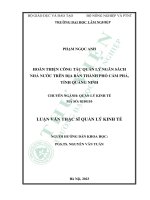 Hoàn thiện công tác quản lý ngân sách nhà nước trên địa bàn thành phố cẩm phả, tỉnh quảng ninh
