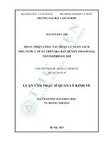 Hoàn thiện công tác quản lý ngân sách nhà nước cấp xã trên địa bàn huyện thanh oai, thành phố hà nội