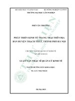 Phát triển kinh tế trang trại trên địa bàn huyện thạch thất, thành phố hà nội