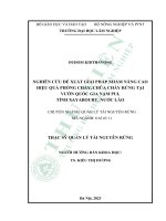Nghiên cứu đề xuất giải pháp nhằm nâng cao hiệu quả phòng cháy, chữa cháy rừng tại vườn quốc gia nặm pui, tỉnh xayaboury, nước lào