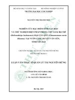 Nghiên cứu đặc điểm sinh vật học và thử nghiệm biện pháp phòng trừ loài bọ trĩ (helionothrips lushanensis) hại cây quế (cinnamomun cassia blumme) tại vườn ươm huyện văn yên, tỉnh yên bái