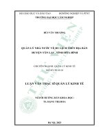 Quản lý nhà nước về du lịch trên địa bàn huyện tân lạc, tỉnh hòa bình