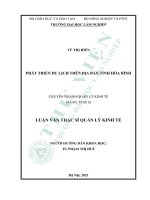 Phát triển du lịch trên địa bàn tỉnh hòa bình