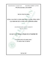 Nâng cao chất lượng đội ngũ cán bộ, công chức tại ubnd huyện lương sơn, tỉnh hòa bình