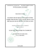 Giải pháp chuyển dịch cơ cấu kinh tế nông nghiệp theo hướng nâng cao giá trị gia tăng trên địa bàn huyện mường tè, tỉnh lai châu