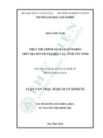 Thực thi chính sách giảm nghèo trên địa bàn huyện bến cầu, tỉnh tây ninh