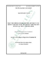 Thực thi chính sách bồi thường, hỗ trợ và tái định cư khi nhà nước thu hồi đất trên địa bàn huyện lạc thủy, tỉnh hòa bình