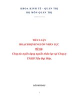 Công tác tuyển dụng nguồn nhân lực tại công ty tnhh tiến đại phát