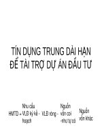 Bài giảng nghiệp vụ tín dụng tín dụng trung dài hạn để tài trợ dự án đầu tư