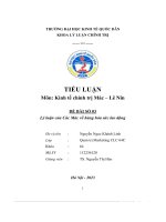 (Tiểu luận) đề bài số 03 lý luận của các mác về hàng hóa sức lao động